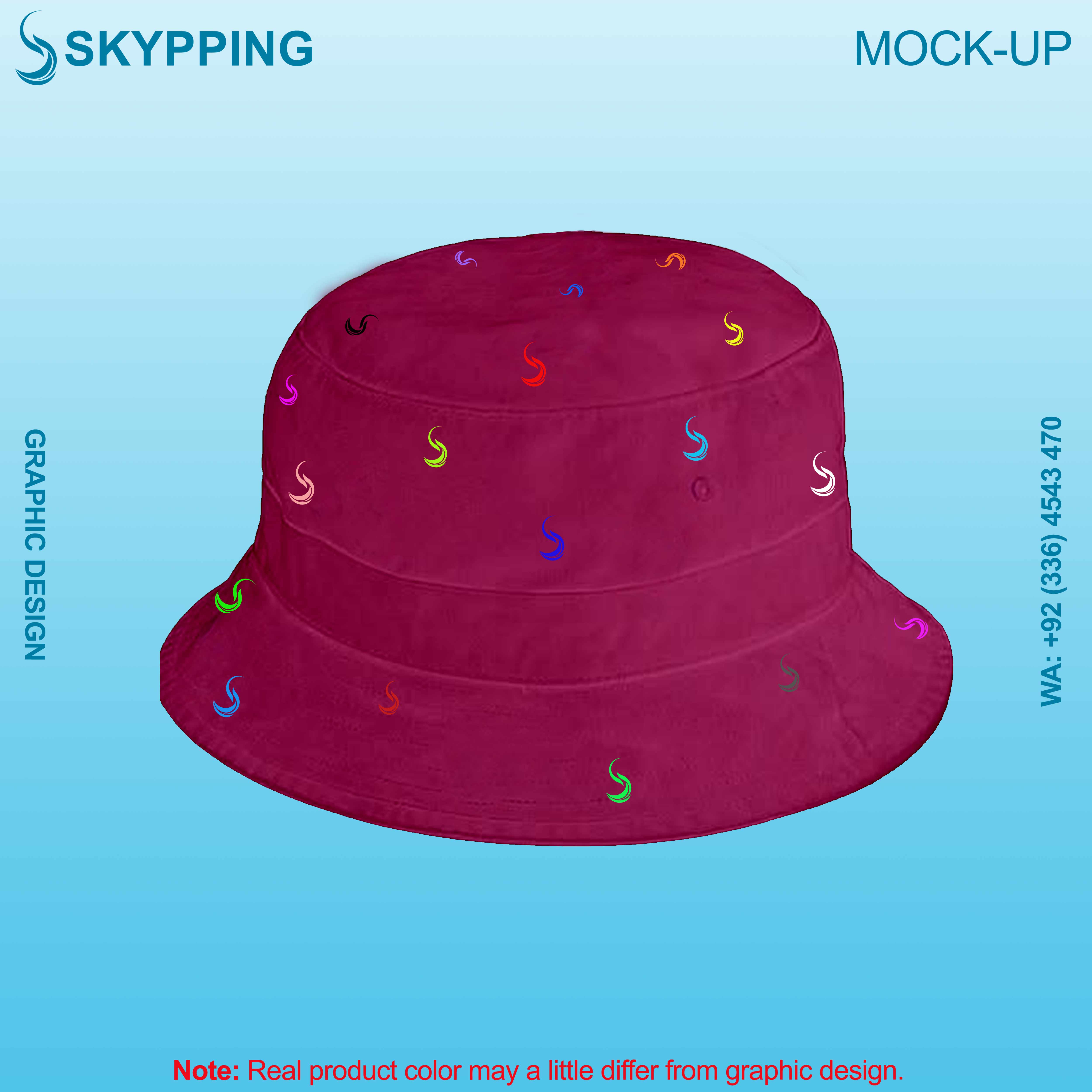 Bucket Hat - Boonie Hat with multiple colored logo in embroidery with denim fabric